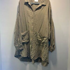 ASOS Tan Blouse Relaxed Fit Collared Neckline